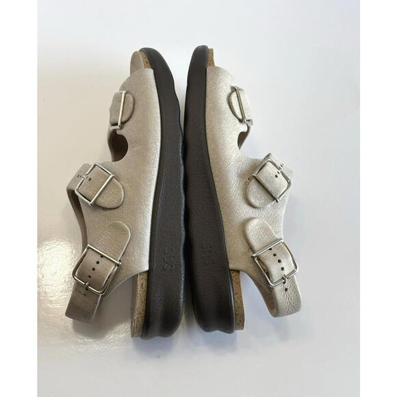 SAS Relaxed Heel Straps Sandal Women's 8 Wide Web Linen Leather Tripad Comfort - Picture 8 of 16